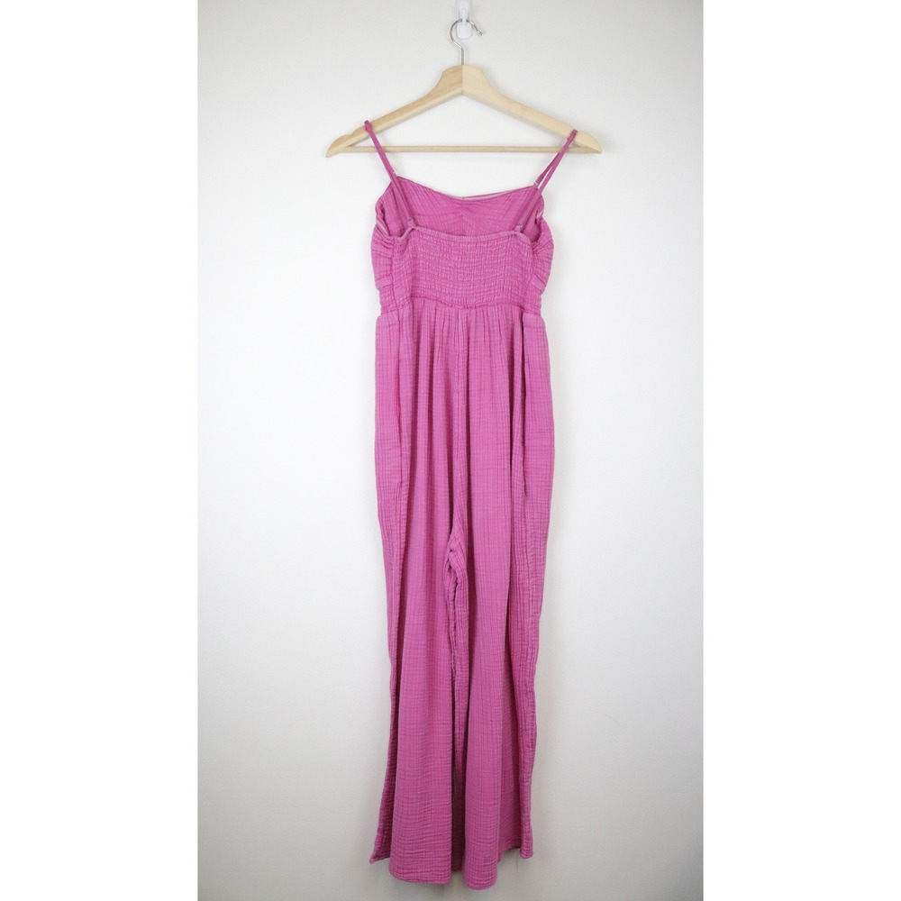 Anthropologie The Bethany Jumpsuit XS Pink Cotton Gauze‎ Wide Leg - Picture 3 of 9